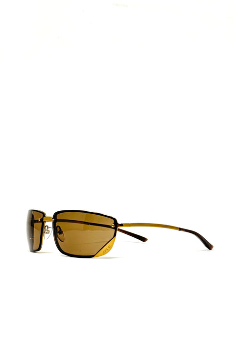 Gucci Wrap Gold Brown Retro Sunglasses