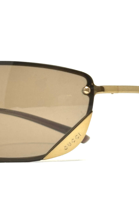 Gucci Wrap Gold Brown Retro Sunglasses