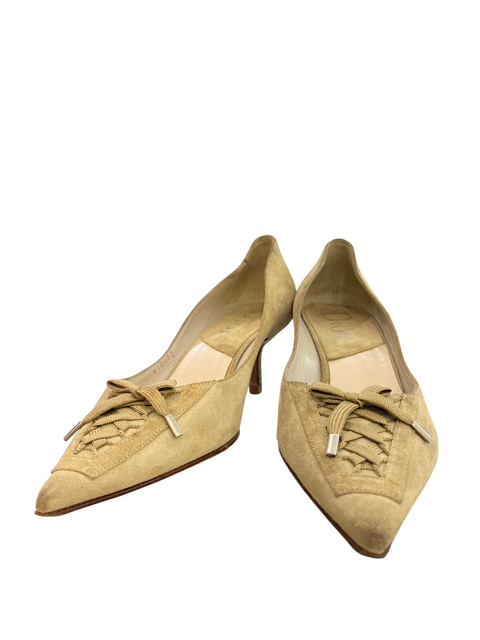 Dior Beige Suede Lace Details Heels T.40