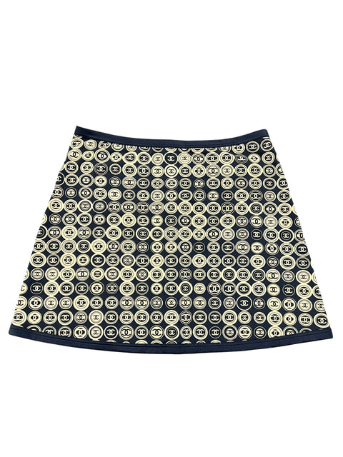 Chanel Black Brown Monogram Mini Skirt