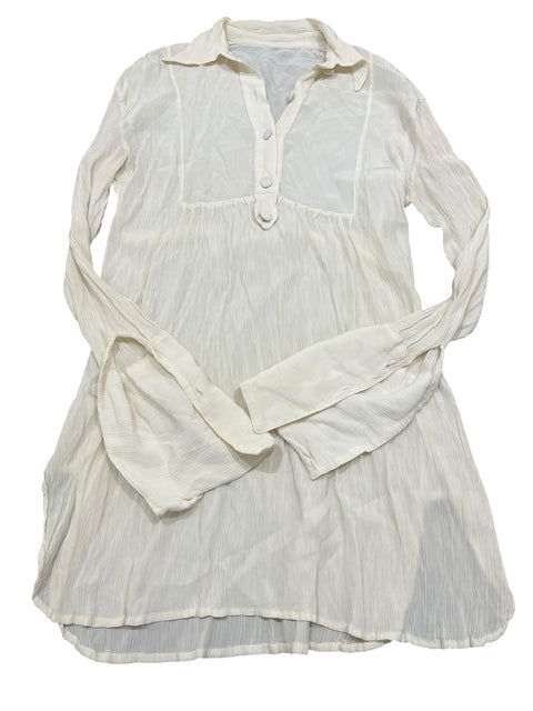 Vintage White Pleats Long Shirt