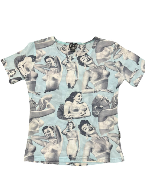 Cop Copine Blue Mesh Pin Up T-Shirt
