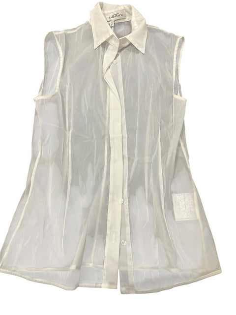 Enzo Fusco White Transparent Sleeveless Shirt