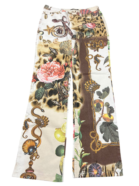 Roberto Cavalli White Animal Print Gold Detail Set