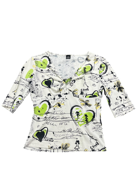Roccobaroco White Green Print Top