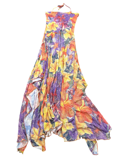 Roberta Scarpa Yellow Purple Long Dress