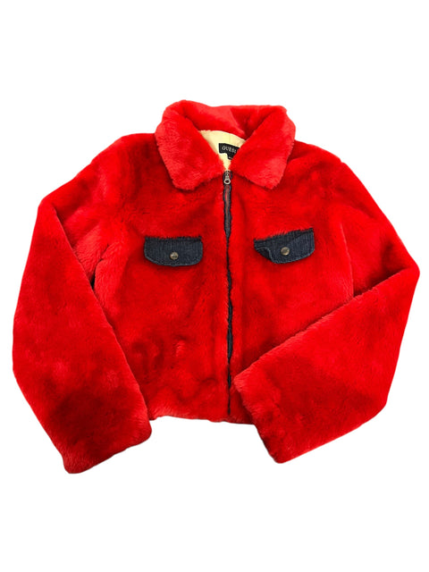 Guess Red Faux Fur Jacket