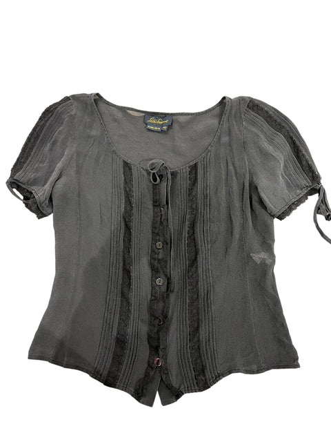 Luisa Spagnoli Black Silk Lace Blouse