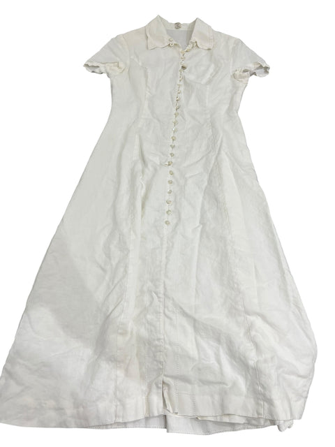 Ventilo White Linen Button Long Dress