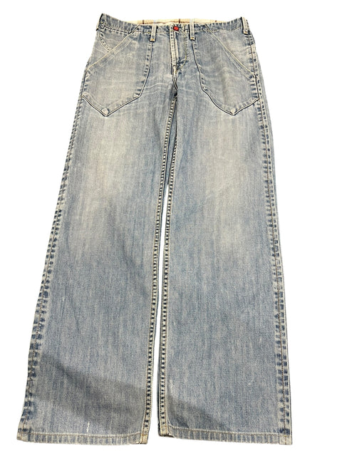 Levi's Light Blue Denim Yellow Button Pant