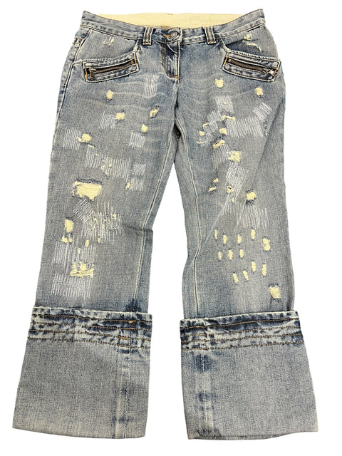 Calvin Klein Light Blue Denim Rip Capri