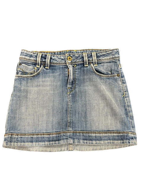 Levi's Blue Denim Yellow Seam Mini Skirt