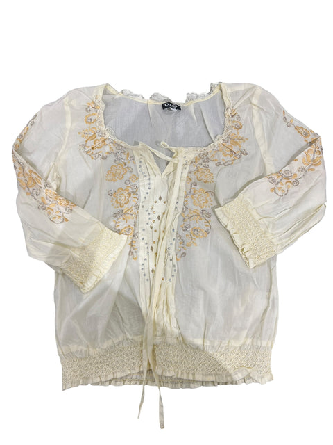 Dolce & Gabbana White Embroidered Pearl Top