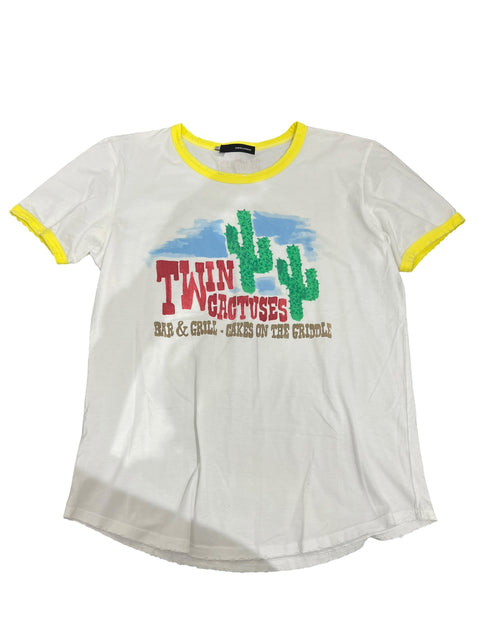 Dsquared White Cactuses Print T-Shirt
