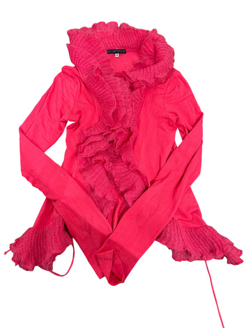 Ungaro Fushia Wool Ruffles Cardigan