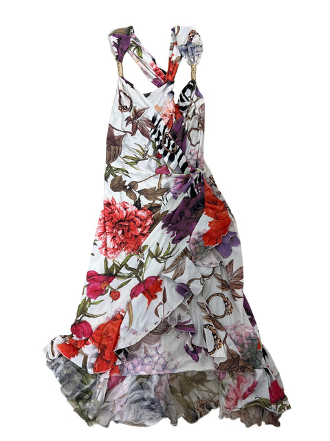 Roberto Cavalli White Red Floral Print Dress