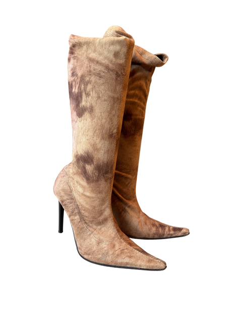 Vintage Stilletto Animal Style Leather Boots