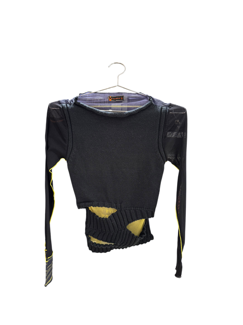 Cop Copine Navy Blue Knit and Mesh Long Sleeve