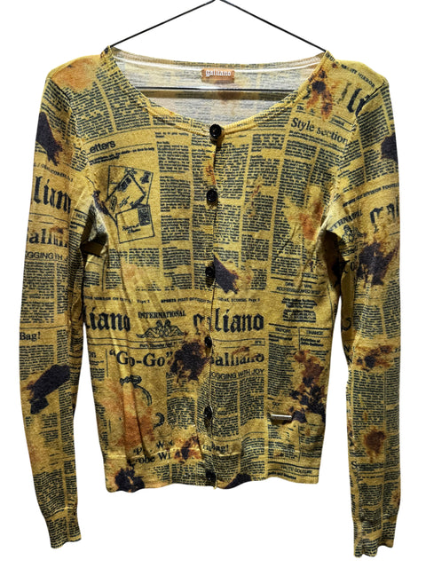 John Galliano Newspaper Print Cardigan
