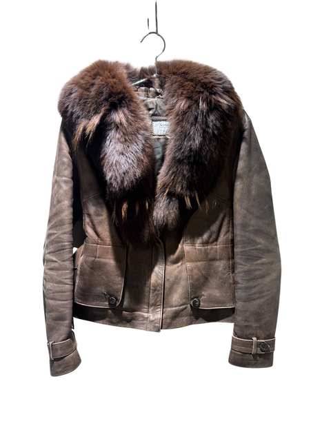 Vintage Brown Leather and Fur Jacket