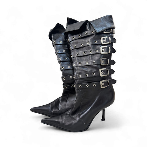 Vintage Black Leather Belts Boots