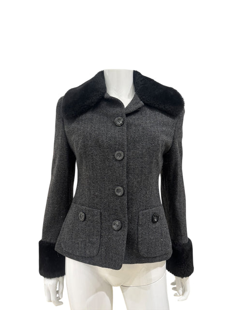Dolce & Gabbana Wool Black Fur Jacket
