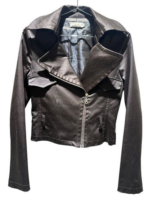 Vintage Brown Satin Perfecto Style Jacket