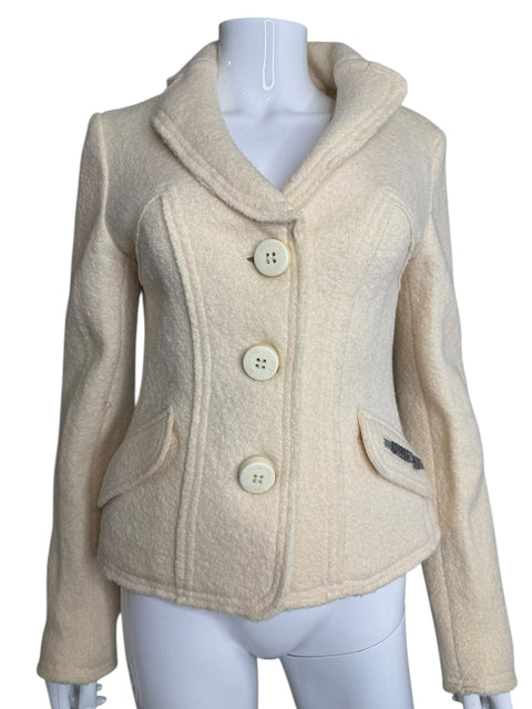 Moschino Jeans Ecru Wool Large Bottom Blazer