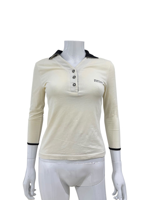JPG Creme & Brown Corset Longsleeve Polo