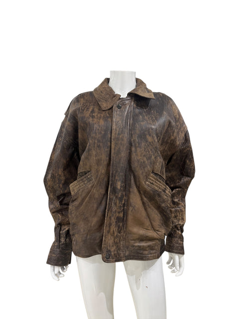 Vintage Brown Used Bomber Leather Jacket