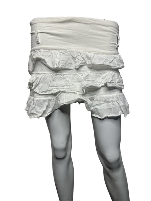 White Mini Ruffle Skirt