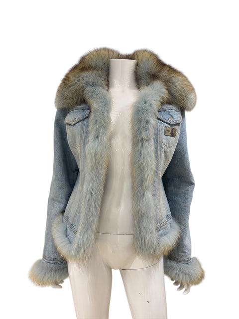 Roccobarocco Denim Fur Jacket