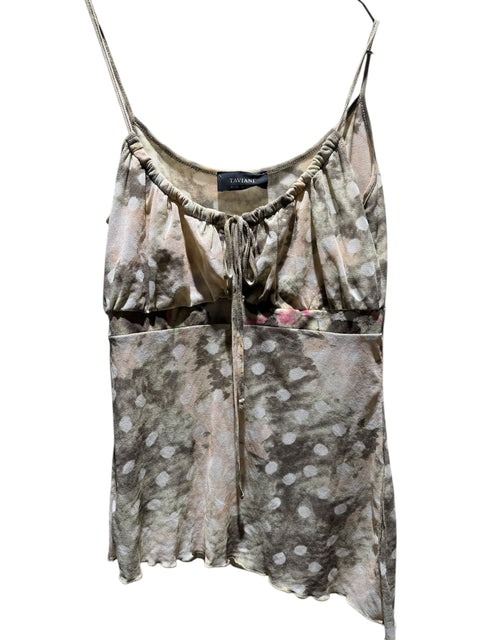 Taviani Kaki Floral Print Mesh Top