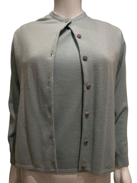 Anna Molinari Blue Wool Set Top Cardigan