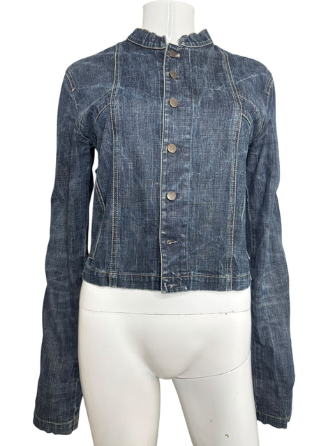 Marithé François Girbaud Navy Blue Button Jean Jacket