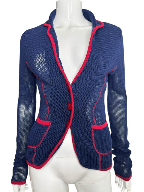 Pianura Studio Navy Blue Red Knit Blazer