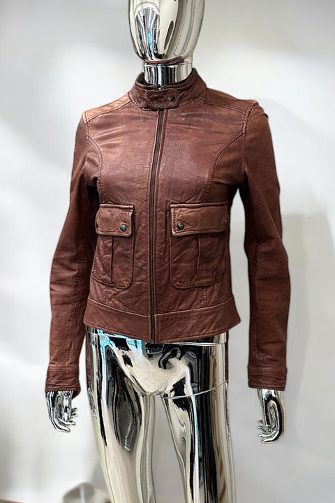 Koan Dark Brown Copper Leather Jacket