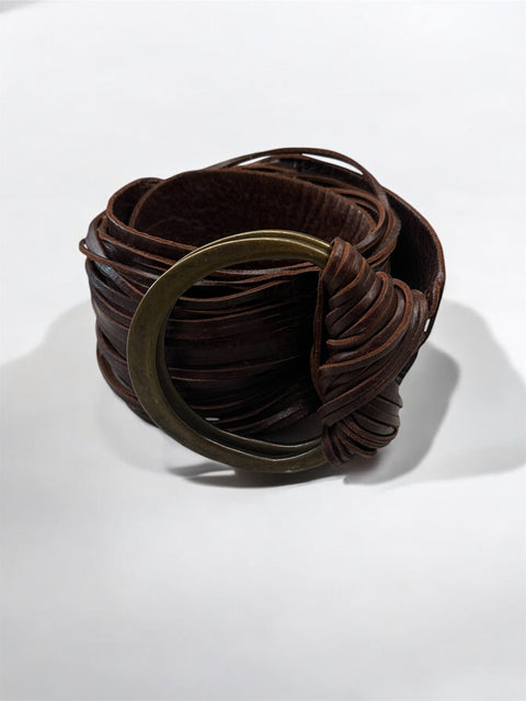 Brown Fringed Leather Belt