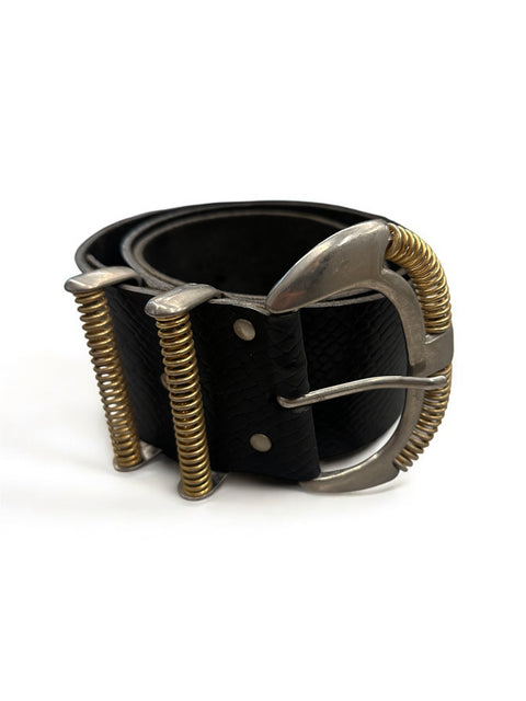 Black Leather Belt Metal