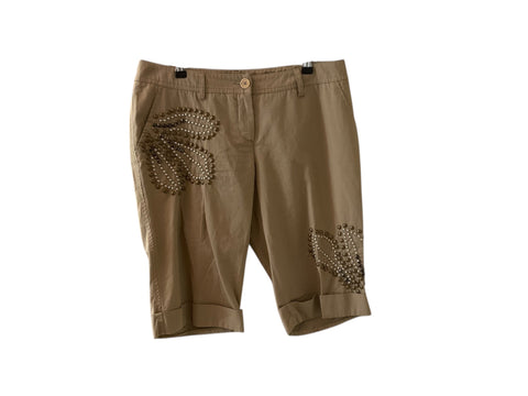 Parosh Khaki Studed Capri