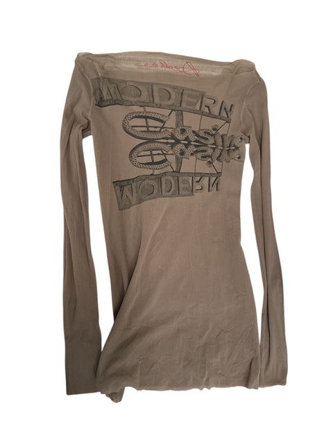 Vintage Light  Brown Printed Top