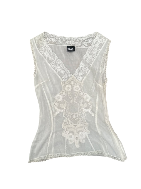 Dolce&Gabbana White Lace Top