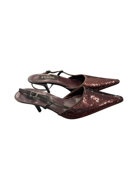 Ferre Jeans Brown Sequin Heels