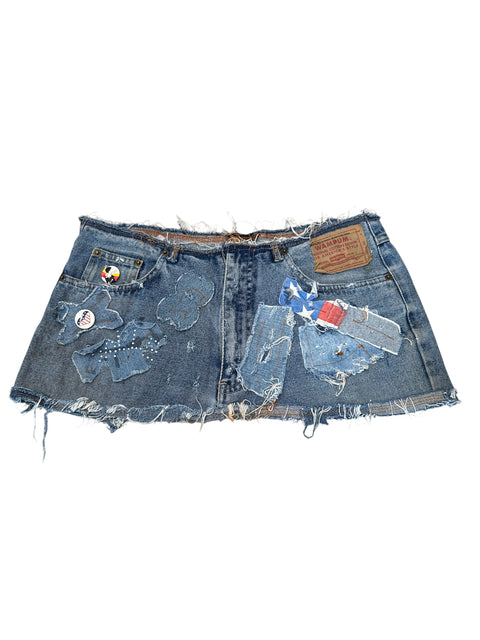 Vintage Denim Deconstructed Skirt