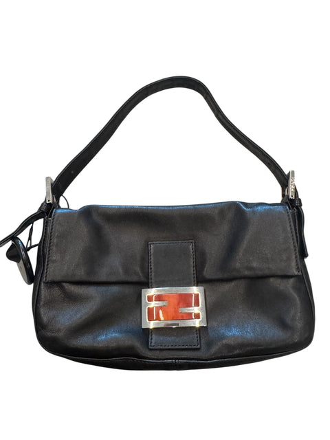 Fendi Black Leather Baguette