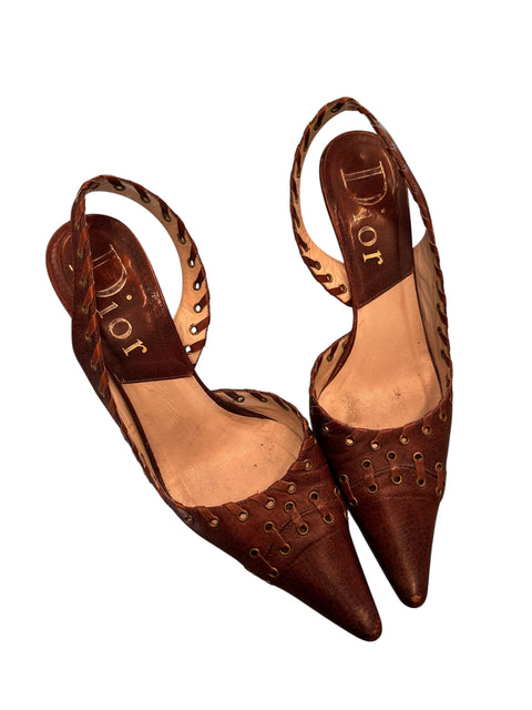 Dior Brown Lace Kitten Heel