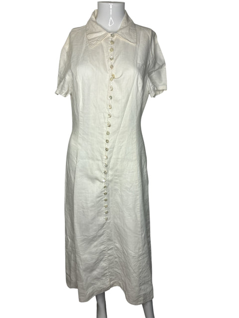 Ventilo Vintage White Linen Dress