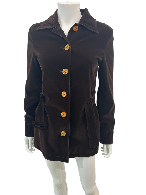 Roberto Cavalli Velour Dark Brown Jacket