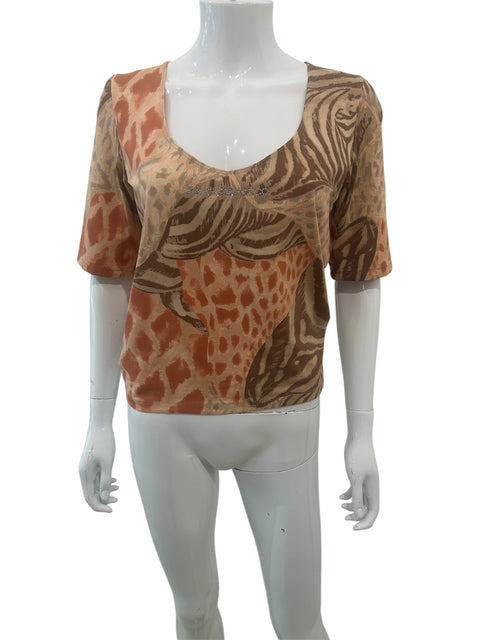 Roccobarocco Brown Animal Print Top