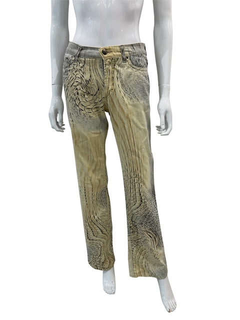 JustCavalli Yellow/Grey Print Pants
